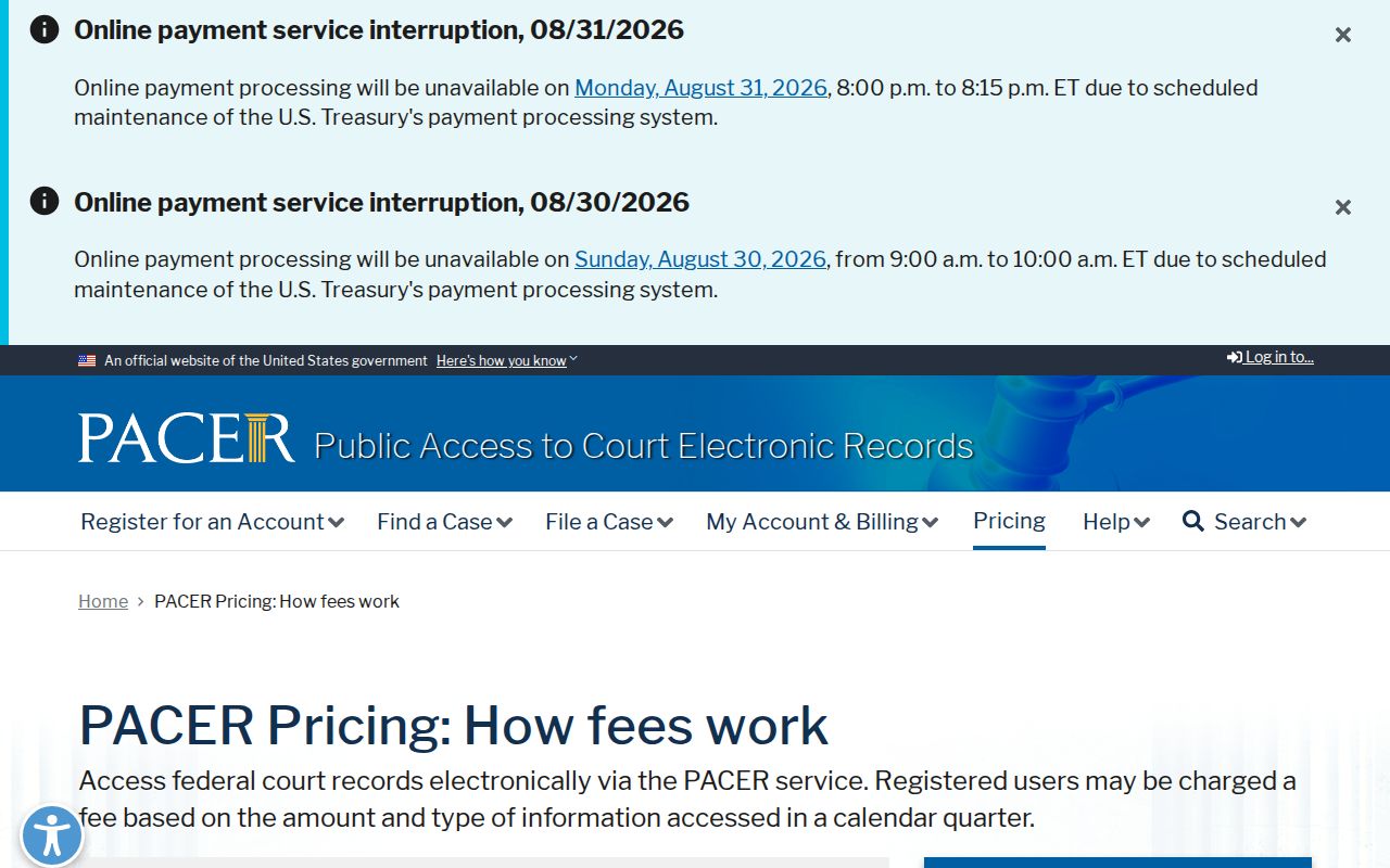 Las Cruces residents directory PACER court access pricing