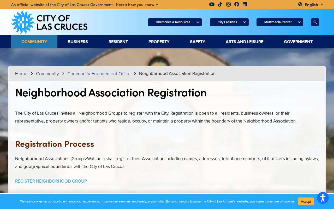 Las Cruces neighbors reference for City neighborhood association registration